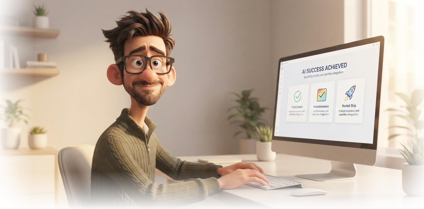 Buyer reviewing a clean ranked shortlist of three AI solutions with budget bands and contacts